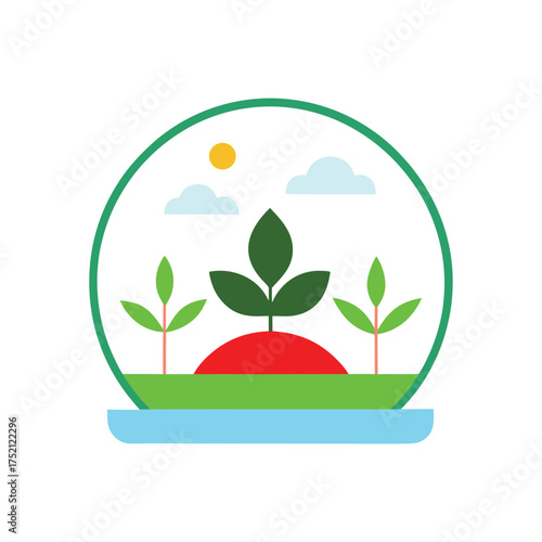 Sustainable growth concept eco-friendly environment seedling sprout tree young plant blooming nature outdoors sunny day clouds