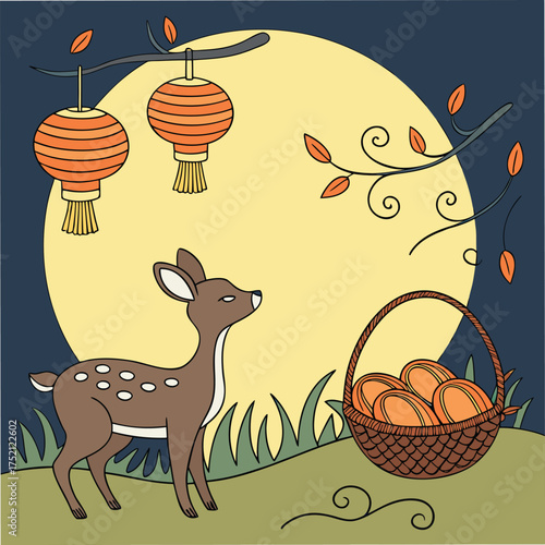 Adobe Illustrator Artwork: a traditional harvest Mid-Autumn Festival or Moon Festival vector art