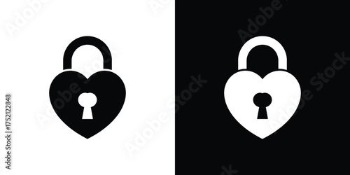 Heart Shaped Padlock Icons on Split Background, Love, Security, Romantic Symbolism