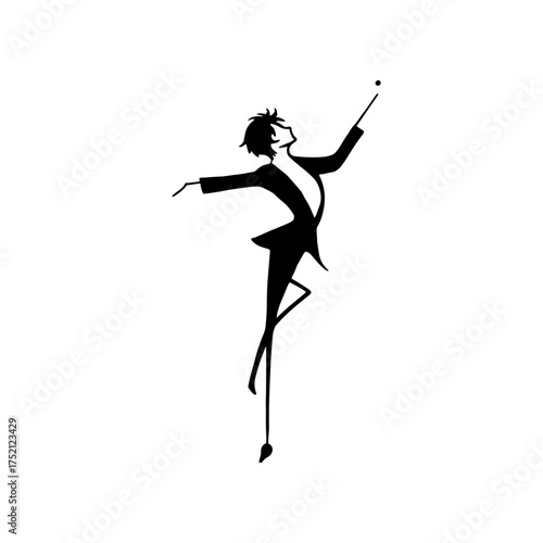 Dancer. Dancer simple black and white line art vector logo