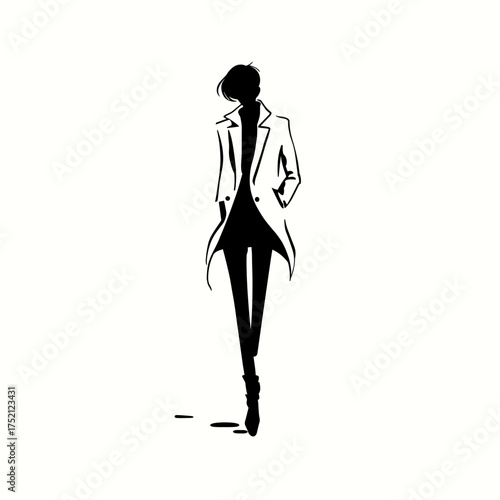 Fashion designer. Fashion designer simple black and white line art vector logo