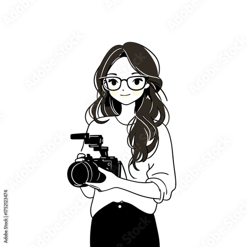 YouTuber. YouTuber simple black and white line art vector logo