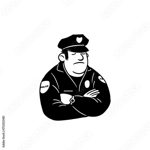 Police officer. Police officer simple black and white line art vector logo