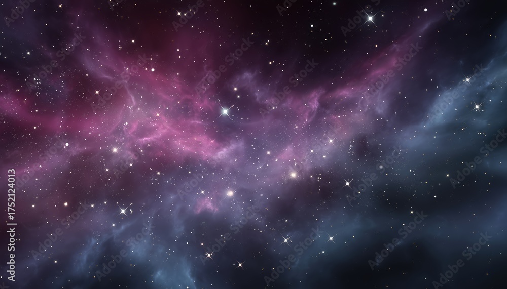 Naklejka premium Vibrant And Sparkling Stars Illuminate Galactic Nebula In A Stunning Display Of Celestial Beauty And Wonder In The Cosmos.