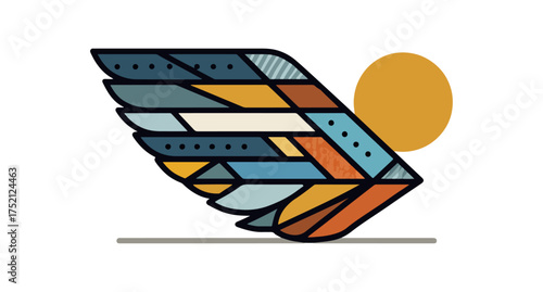 Abstract wing with circle graphic design element