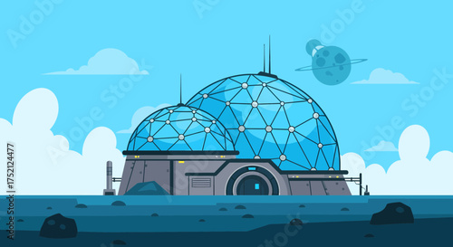 Futuristic Domes On Distant Planet Sci-Fi Architectural Colony