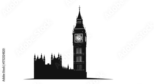 Vector art of silhouette of big ben and houses of parliament