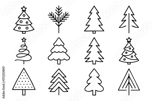 Christmas-tree outline or line icon design
