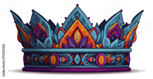 Illustrated decorative crown design with ornate details and colorful accents
