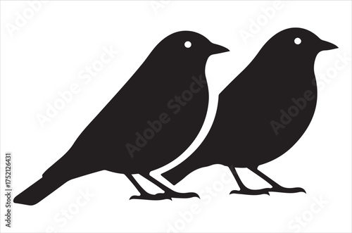 Myna bird silhouette bundle  vector, illustration, design, icon, retro on white background.