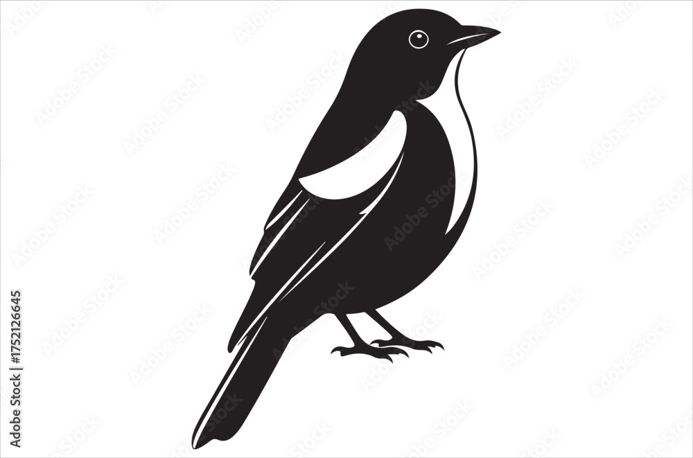 Obraz premium Myna bird silhouette bundle vector, illustration, design, icon, retro on white background.