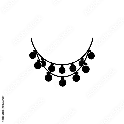 String of Christmas lights hanging in a curved line for decoration.