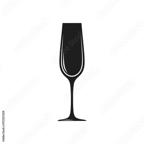 Elegant black silhouette of a classic champagne flute glass.