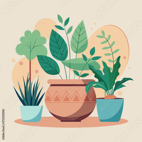 Flowering plant in a pot with leaves and soil