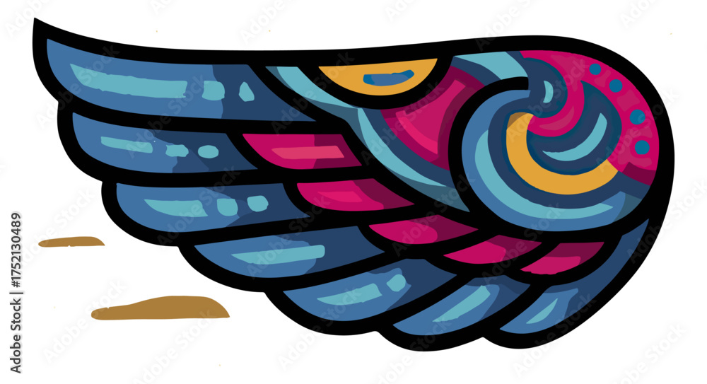 Fototapeta premium Abstract wing illustration colorful design element isolated
