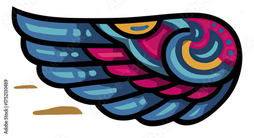Abstract wing illustration colorful design element isolated