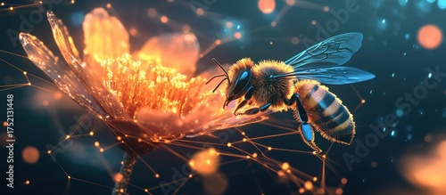 Bee on a glowing flower