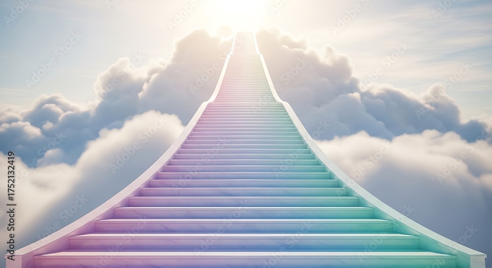 Fototapeta premium Stairway to Heaven - Ascending to the Divine Realm in the Clouds.