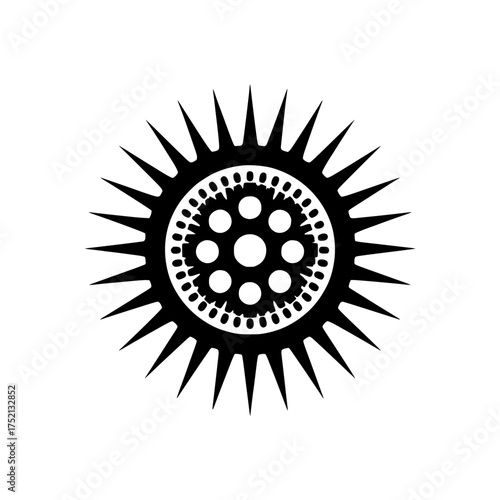 Bold spiky corona shape with circles, perfect for edgy designs and cool illustrations