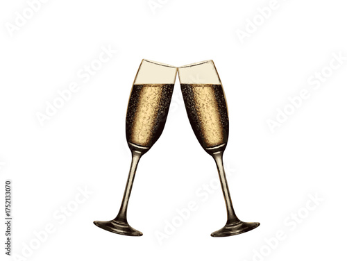 Elegant champagne flutes toasting celebration, perfect for holiday parties and New Year