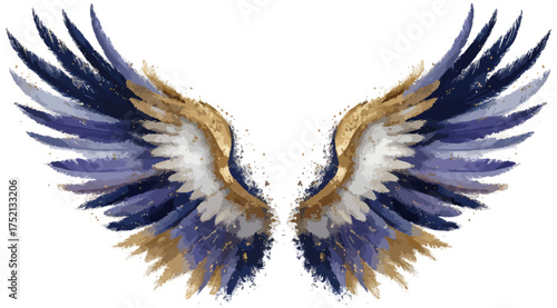Watercolor wings illustration against black background