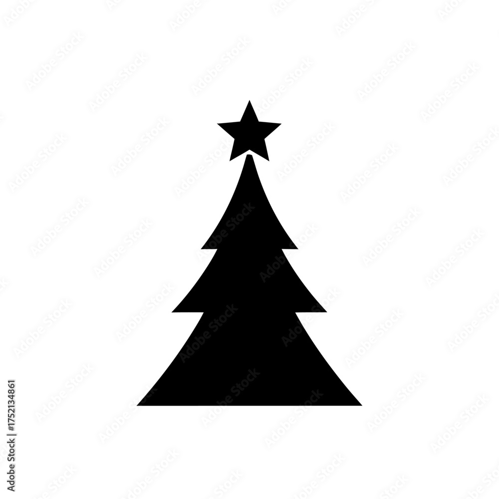 Obraz premium Silhouette of a Christmas Tree with Star Topper.