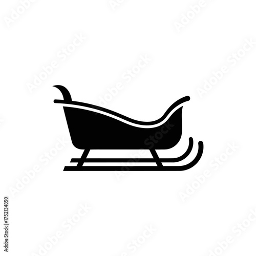 Classic Black Sleigh Silhouette Icon for Winter Holidays.