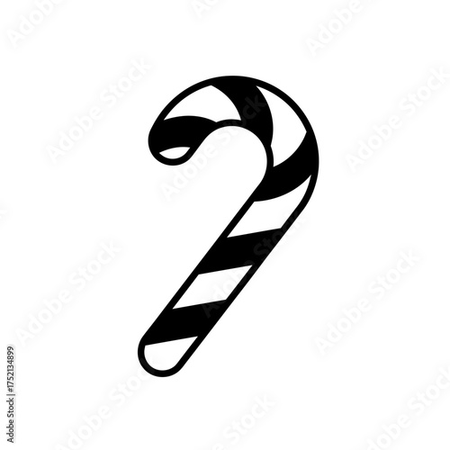 Stylized Candy Cane Illustration with Black and White Stripes.