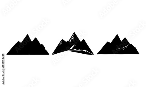 Collection of Hand-Drawn Mountain Peaks and Hill Silhouettes