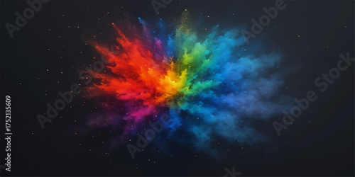 Bright cosmic dust cloud of a purple nebula glows in the dark abstract space sky