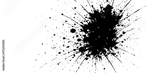 Black grunge ink splatter vector illustration for a dirty paint stain design element