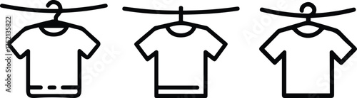T-shirt on Hanger Line Icon Set.