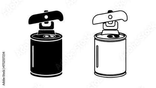A black silhouette and a white outline icon of a portable camping gas canister.