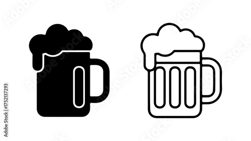A set of two beer mug icons, one in a solid black glyph style and the other as a white outline.