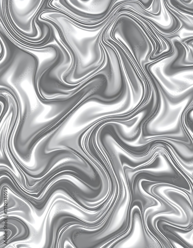 Obraz premium Abstract digital rendering showcasing flowing, liquid-like silver textures