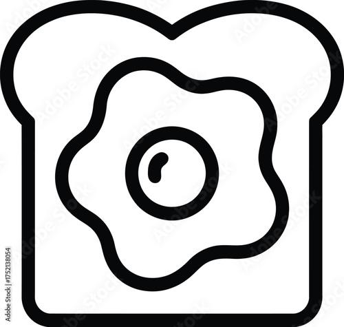 Fried egg on toast breakfast vector icon illustration simple outline style