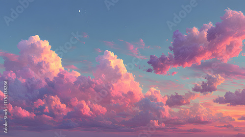 Pink clouds illuminated the sky