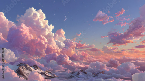 Pink clouds illuminated the sky