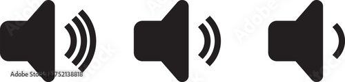 Mute sound icon concept. graphic design Set of no sound, No speaker icon. Sound Icons. speaker mute icon sign Volume icon set. Speaker icon set. volume icon vector.  full, low, Medium noise icons symb