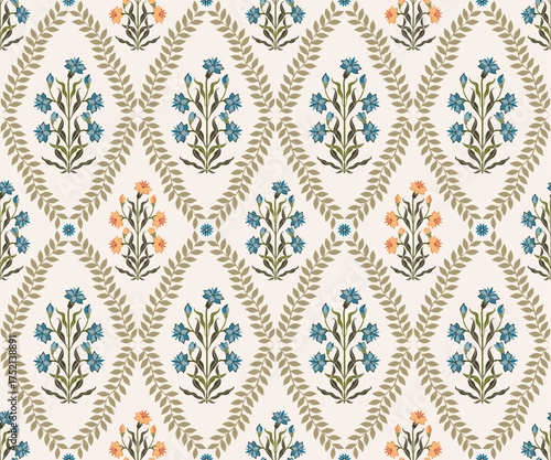 Vector Hand drawn colourful geometric flowers Motifs African boho paisley, seamless patterns with floral for fabric Ethnic Indian Pattern, textiles, clothing, wrapping paper, backdrop, banner.
