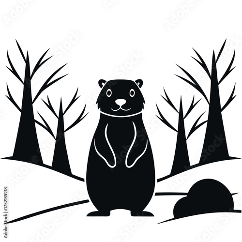 Groundhog Day black color design, solid white background (1).eps