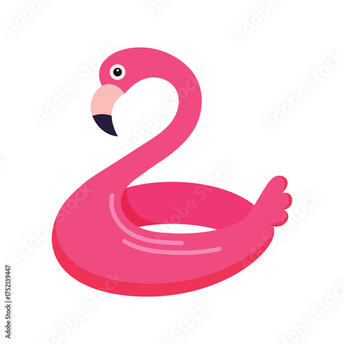 Inflatable swimming ring for children in shape of pink flamingo vector design