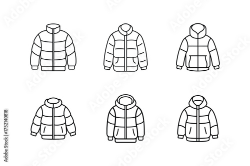 puffer jacket line art vector illustration