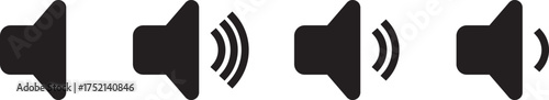Volume icon set. Speaker icon set. volume icon vector. speaker icon set. full, low, Medium noise icons symbol. sound level. silent signs 