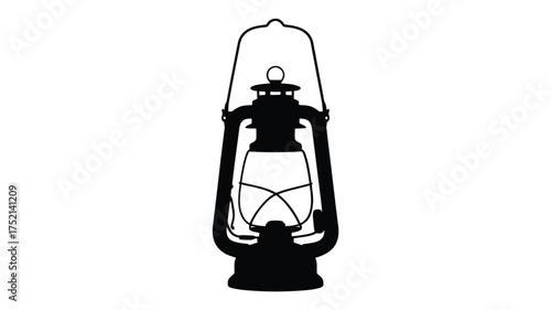 Silhouette of an antique kerosene lantern with a glass globe and metal handle