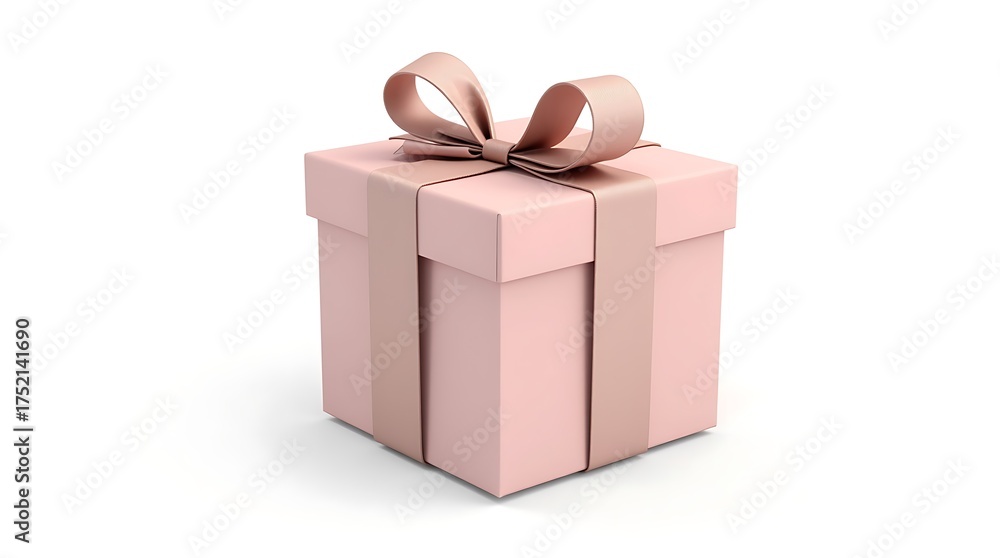 Fototapeta premium Elegant Gift Box – Neutral Wrapped Present with Satin Bow for Celebrations and Special Occasions 