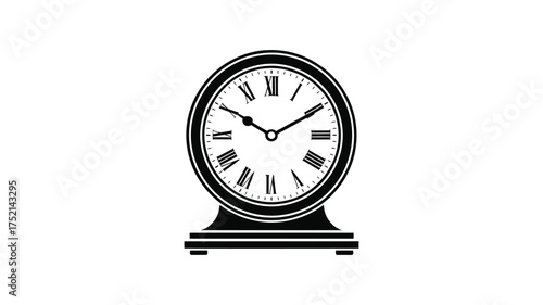 Classic oval mantel clock with roman numerals and ornate hands on a pedestal base