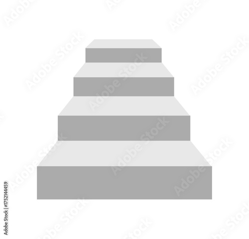 Front view of white stairs in minimal style. Blank mockup platform or podium template for product display, presentation, or architectural background