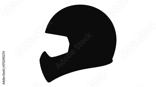 Black silhouette of a motorcycle helmet with a visor opening