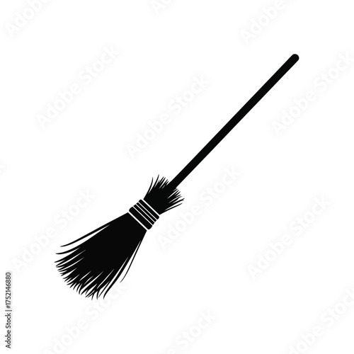 Classic witch broomstick silhouette